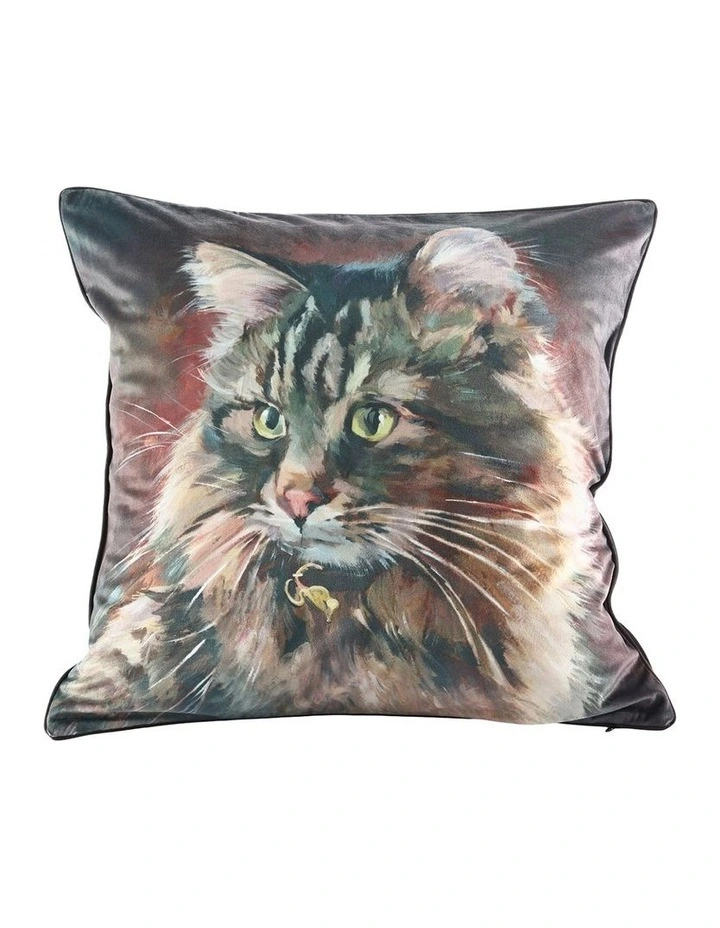 Pawtrait Velvet Cushion 50x50cm in Cat N Mouse image 1