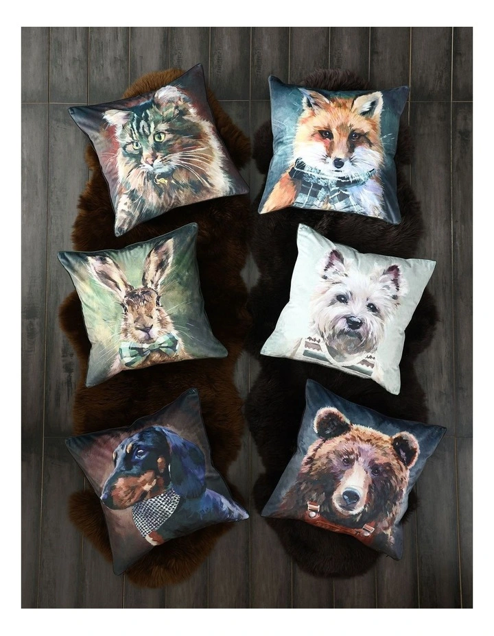 Pawtrait Velvet Cushion 50x50cm in Houndstooth image 2