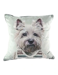 Pawtrait Velvet Cushion 50x50cm in Westie In A Vestie