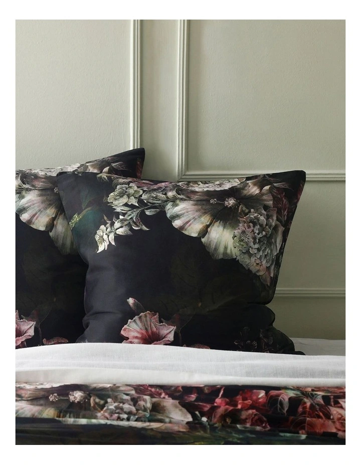 M.M Linen Tui Blossom European Pillowcase In Black MYER