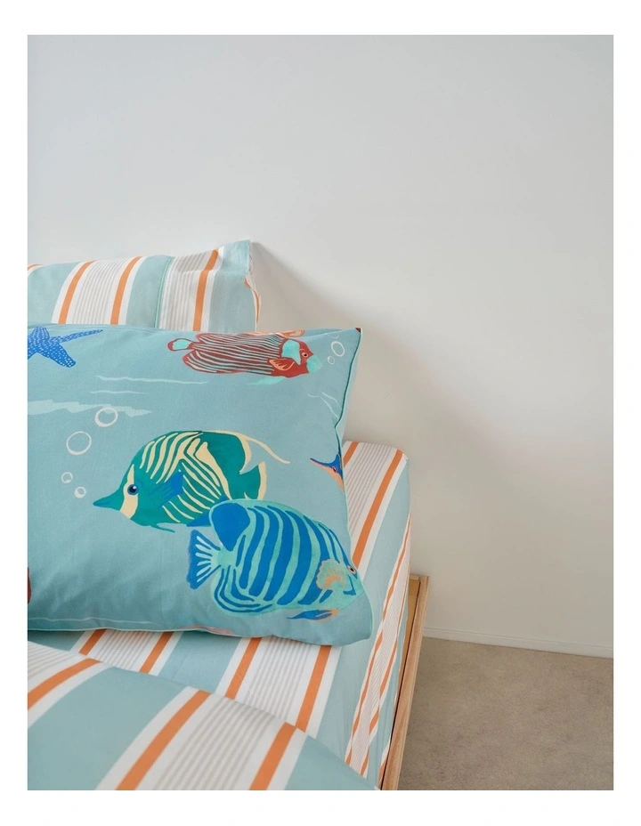 Under the Sea Cotton Percale Quilt Cover Set in Aqua image 4