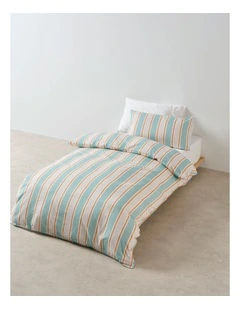 Sailor Stripe Cotton Percale Quilt Cover Set in Blue