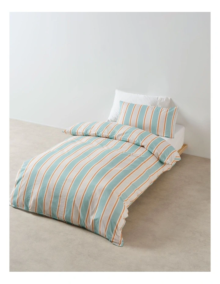 Sailor Stripe Cotton Percale Quilt Cover Set in Blue image 1