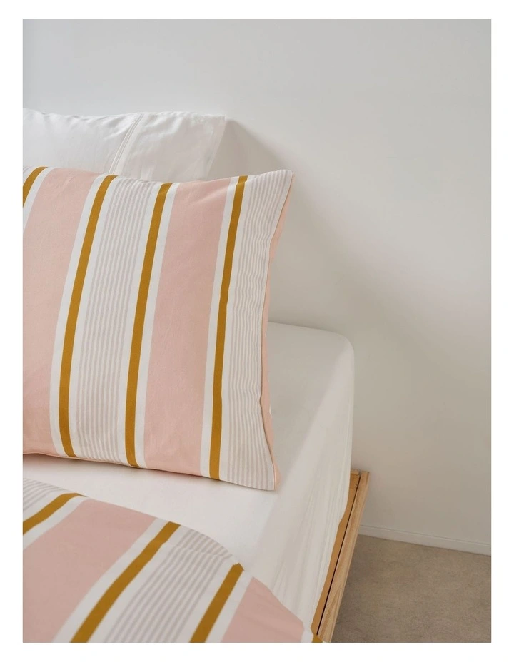 Sailor Stripe Cotton Percale Quilt Cover Set in Pink image 4