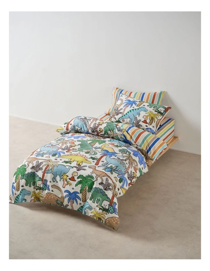 Diehard Dino Cotton Percale Quilt Cover Set In Multi image 1