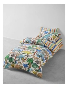 Diehard Dino Cotton Percale Quilt Cover Set In Multi