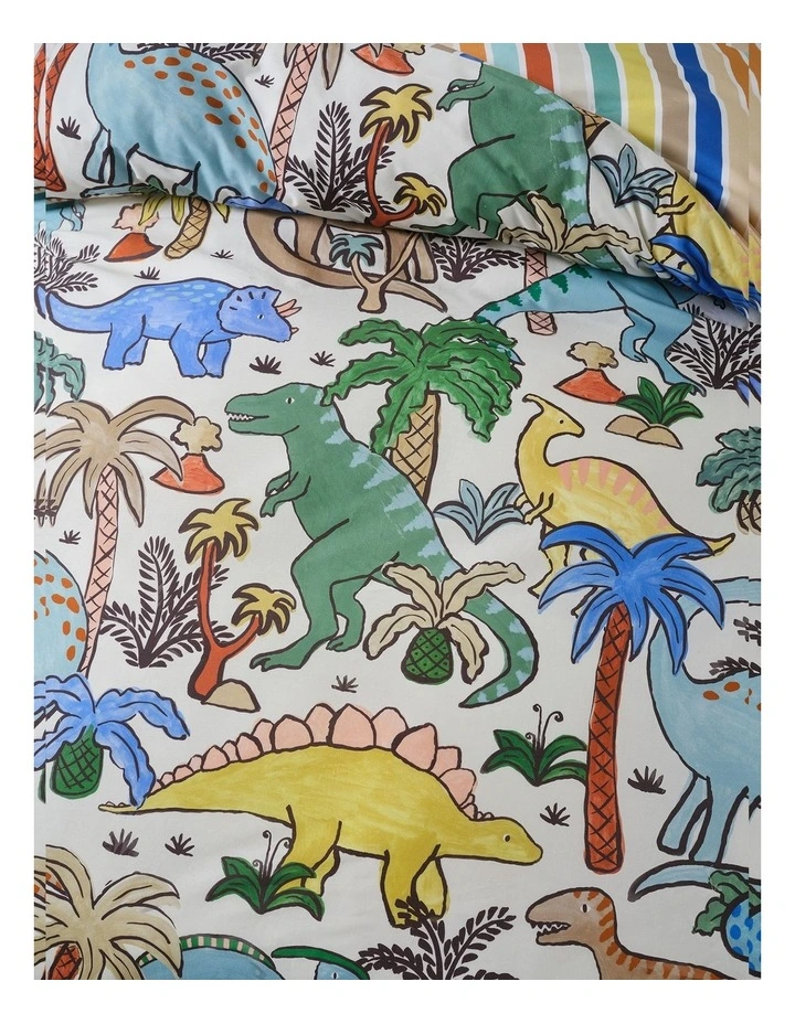 Diehard Dino Cotton Percale Quilt Cover Set In Multi image 3