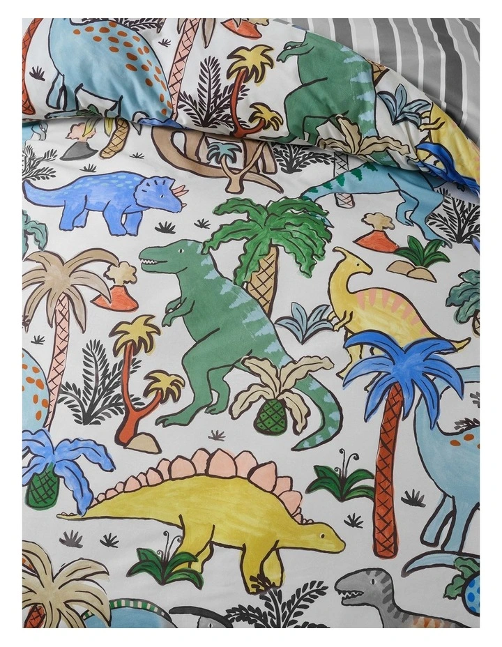 Diehard Dino Cotton Percale Quilt Cover Set In Multi image 3