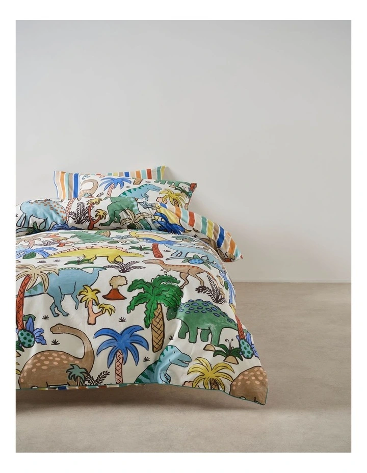 Diehard Dino Cotton Percale Quilt Cover Set In Multi image 4