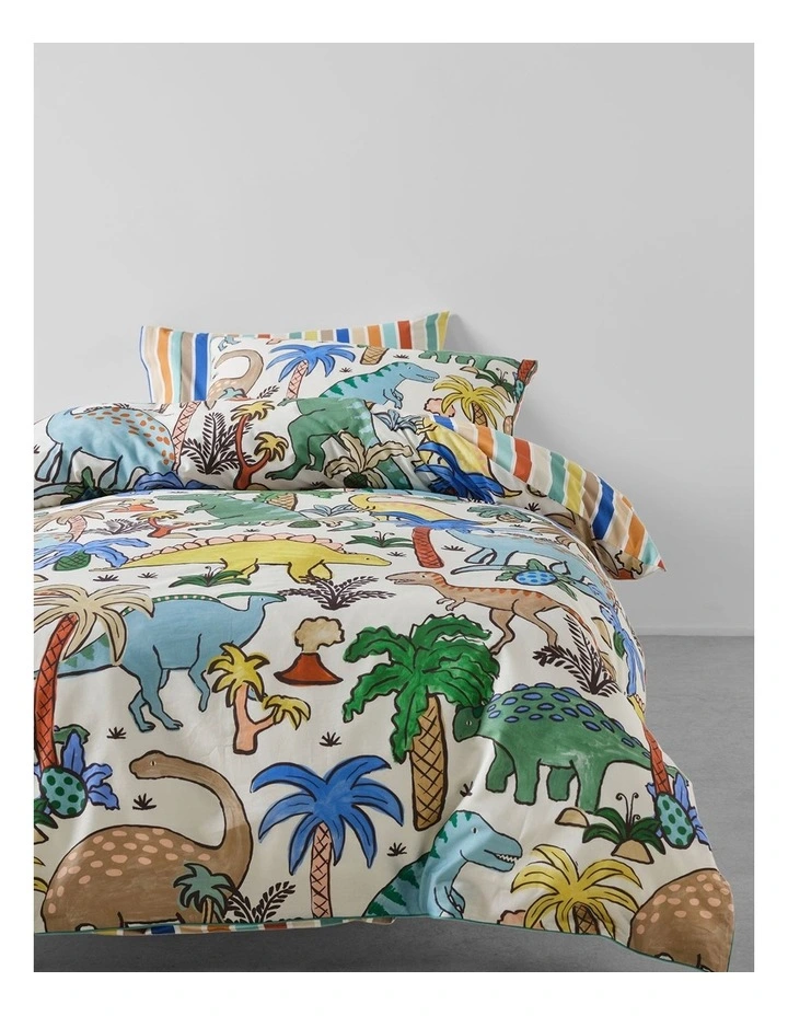 Diehard Dino Cotton Percale Quilt Cover Set In Multi image 4