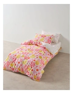 Tutti Frutti Cotton Percale Quilt Cover Set In Pink