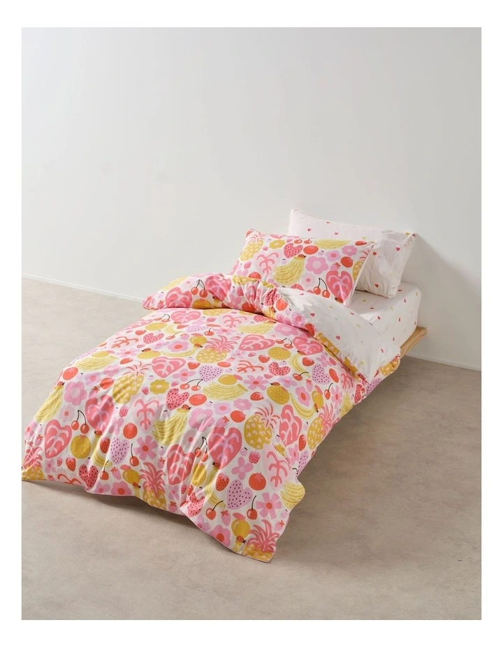 Tutti Frutti Cotton Percale Quilt Cover Set In Pink image 1