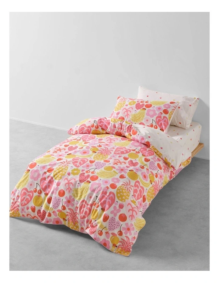 Tutti Frutti Cotton Percale Quilt Cover Set In Pink image 1