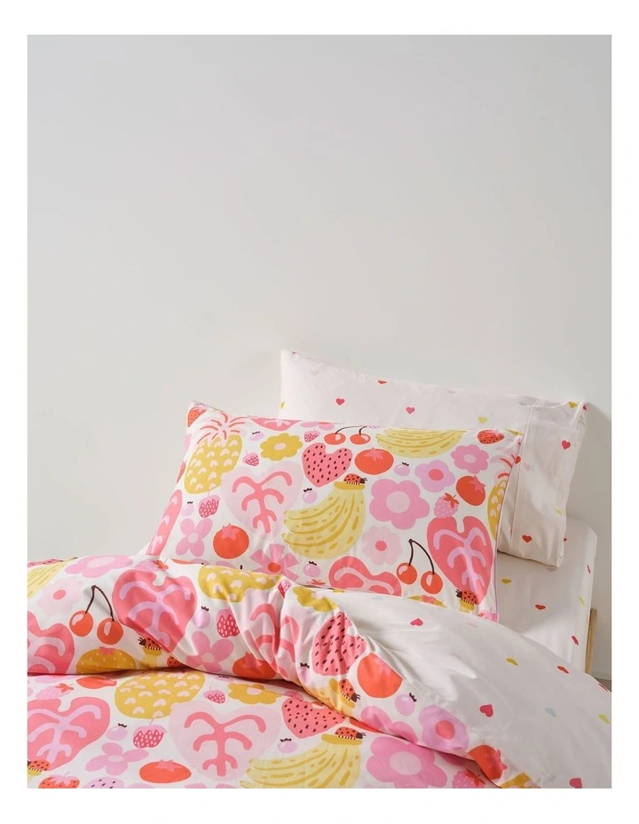 Tutti Frutti Cotton Percale Quilt Cover Set In Pink image 2