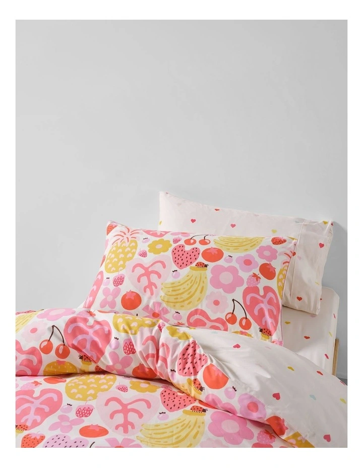 Tutti Frutti Cotton Percale Quilt Cover Set In Pink image 2