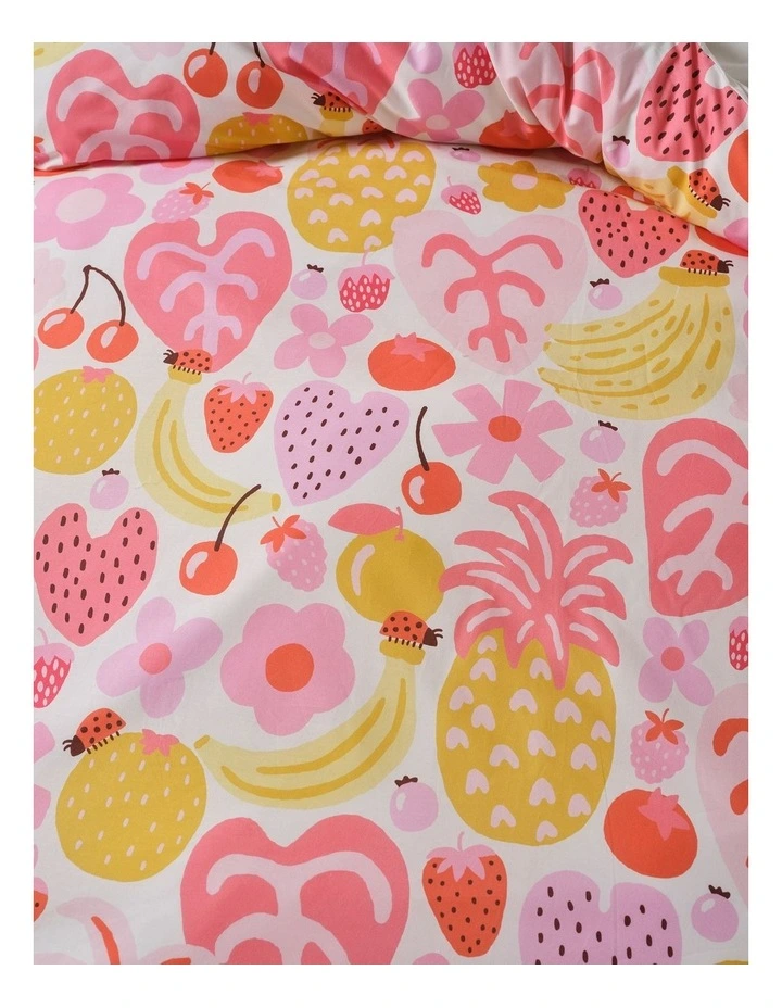 Tutti Frutti Cotton Percale Quilt Cover Set In Pink image 3
