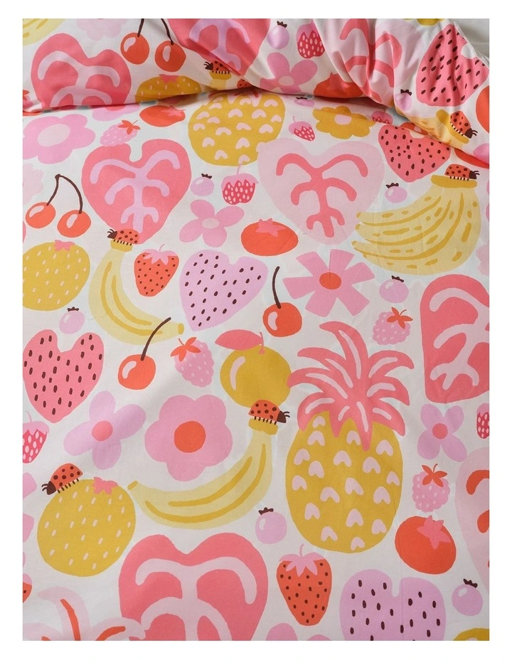 Tutti Frutti Cotton Percale Quilt Cover Set In Pink image 3