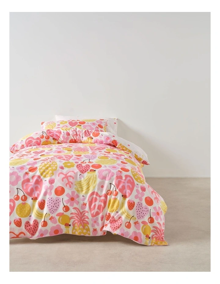 Tutti Frutti Cotton Percale Quilt Cover Set In Pink image 4