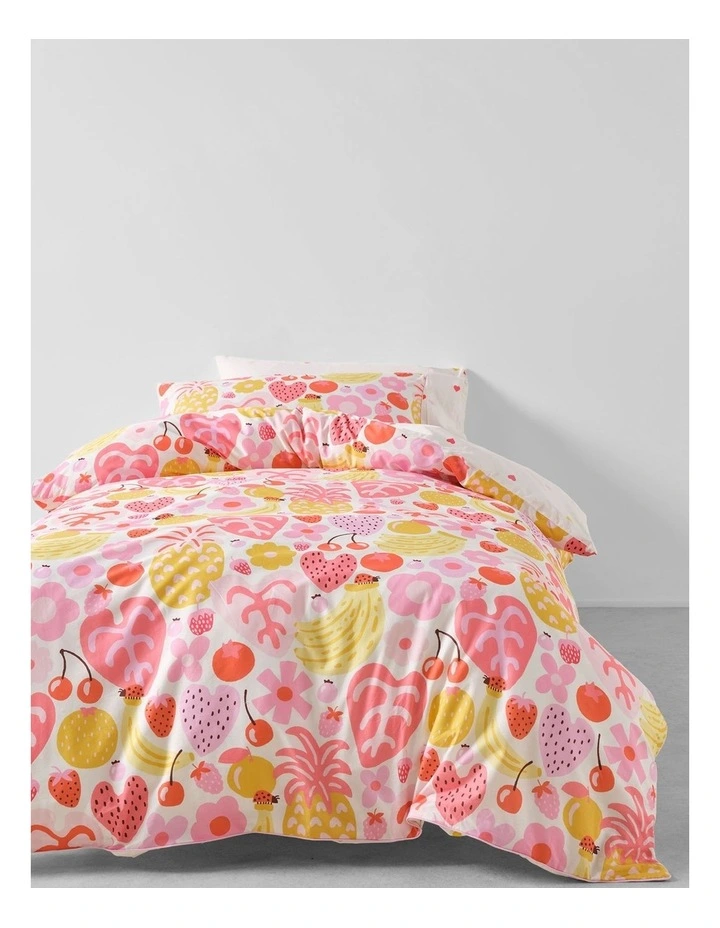 Tutti Frutti Cotton Percale Quilt Cover Set In Pink image 4