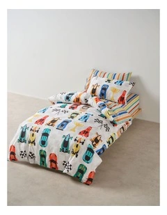 Pit Stop Cotton Percale Quilt Cover Set In Multi