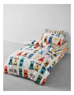 Pit Stop Cotton Percale Quilt Cover Set In Multi
