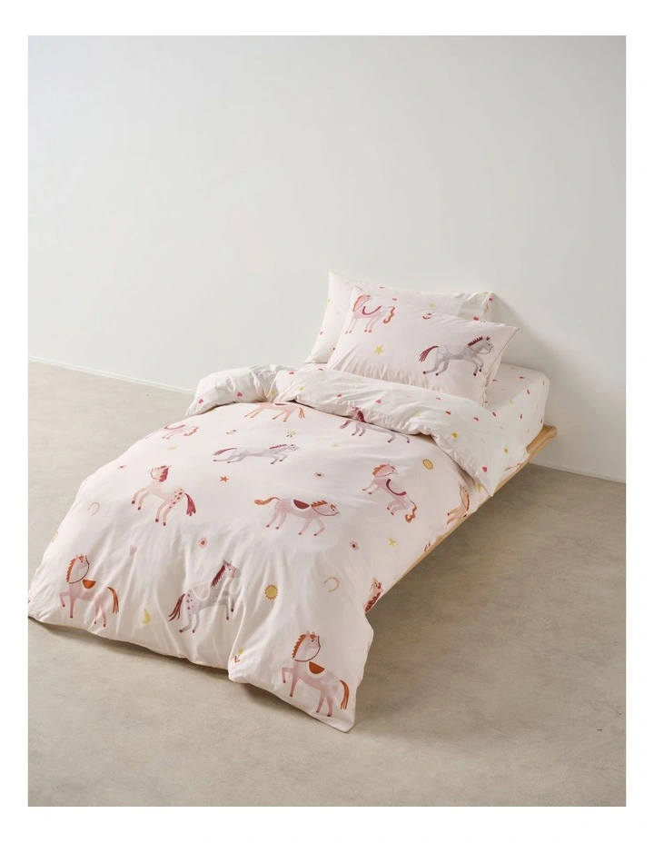 Pony Club Cotton Percale Quilt Cover Set In Blush image 1