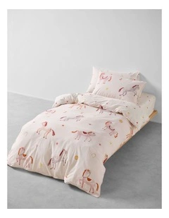 Pony Club Cotton Percale Quilt Cover Set In Blush