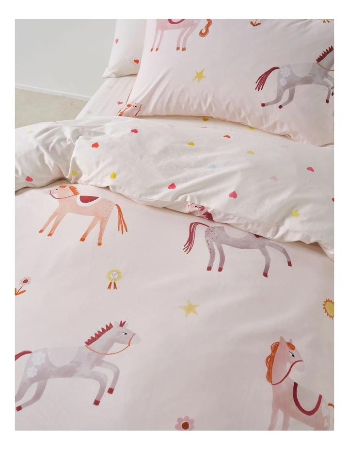 Pony Club Cotton Percale Quilt Cover Set In Blush image 3