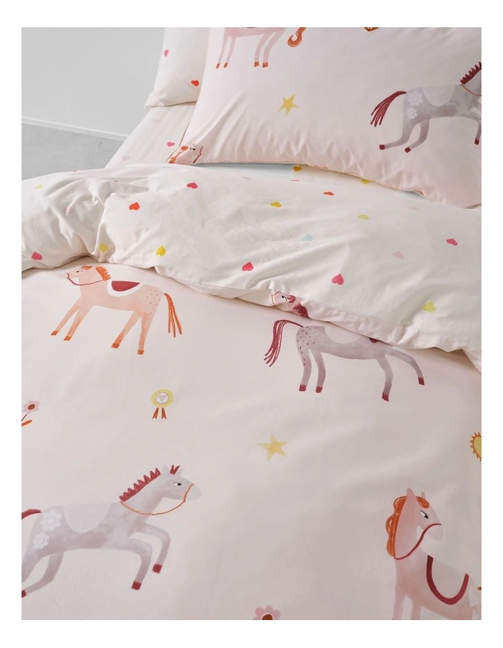Pony Club Cotton Percale Quilt Cover Set In Blush image 3