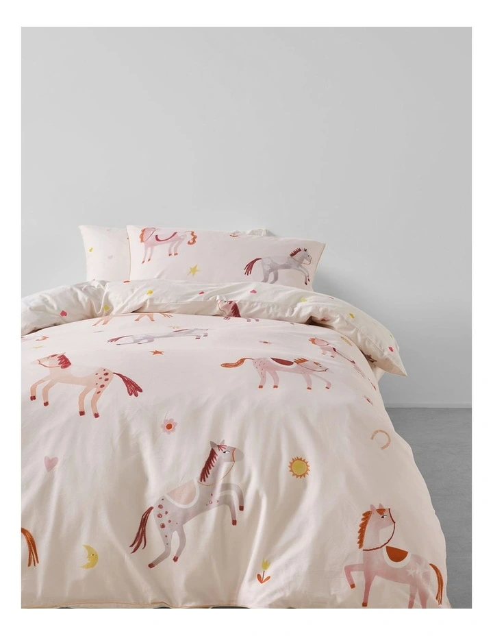 Pony Club Cotton Percale Quilt Cover Set In Blush image 4