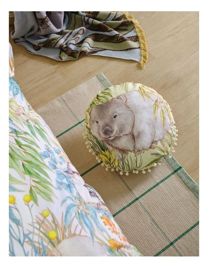 Linen House Kids William Wombat 40cm Round Cushion In Green image 2