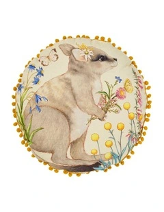 Linen House Kids Wilma Wallaby 40cm Round Cushion In Yellow