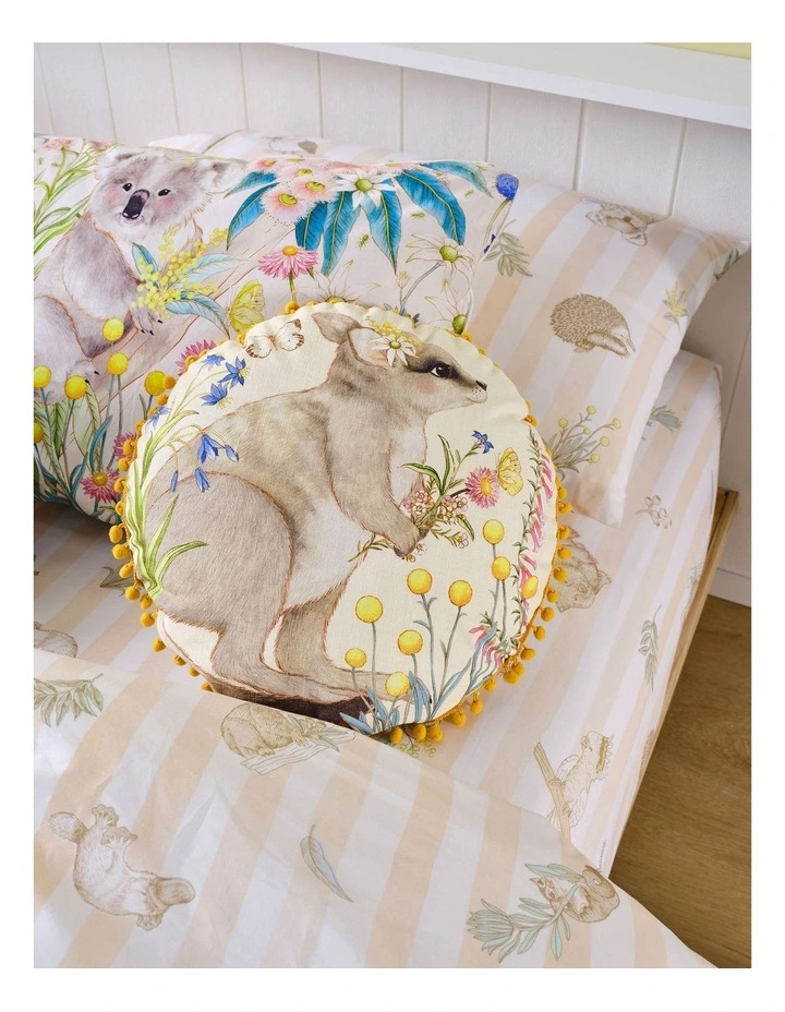Linen House Kids Wilma Wallaby 40cm Round Cushion In Yellow image 2