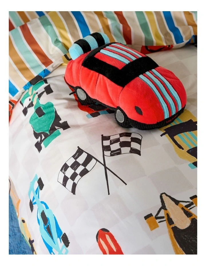 Reggie Race Car Novelty Cushion In Red image 2