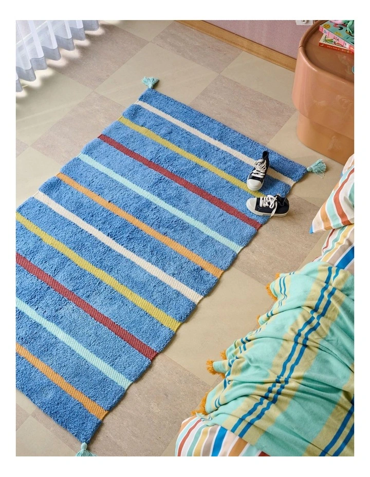 Chopsticks Cotton Tufted Floor Rug In Marine Blue image 2