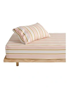 Sailor Stripe Cotton Percale Combo Sheet Set in Pink