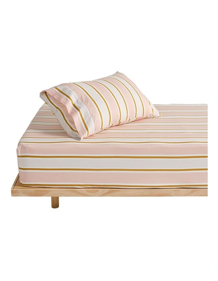 Sailor Stripe Cotton Percale Combo Sheet Set in Pink image 1
