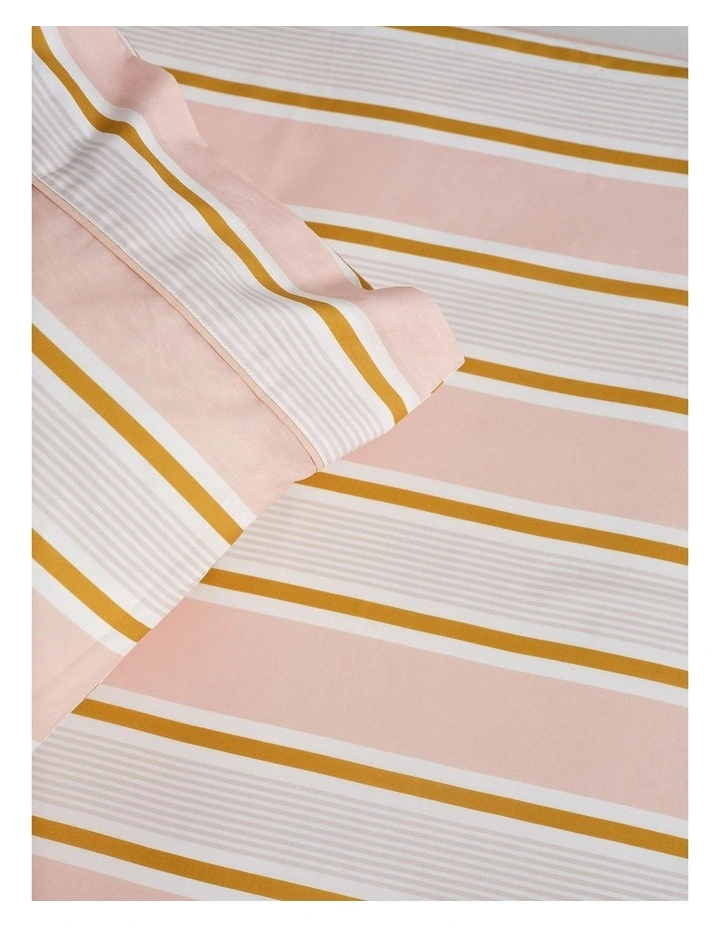 Sailor Stripe Cotton Percale Combo Sheet Set in Pink image 3
