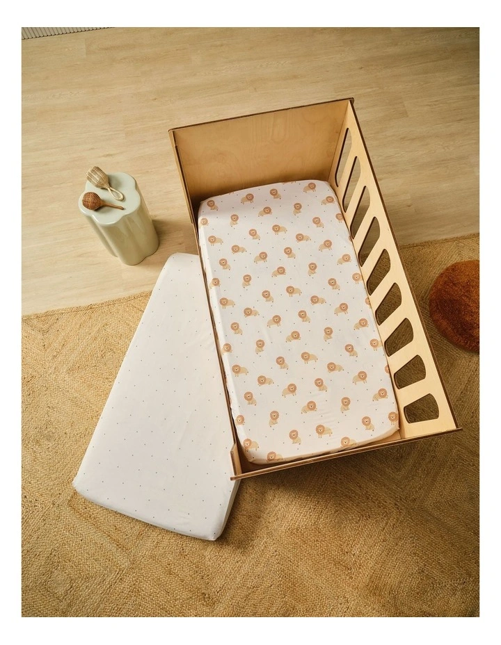 Cat Nap Cotton Percale Cot Fitted Sheet Set In White image 1