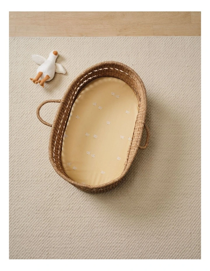 Mini Farm Cotton Percale Bassinet Fitted Sheet Set In Butter image 2