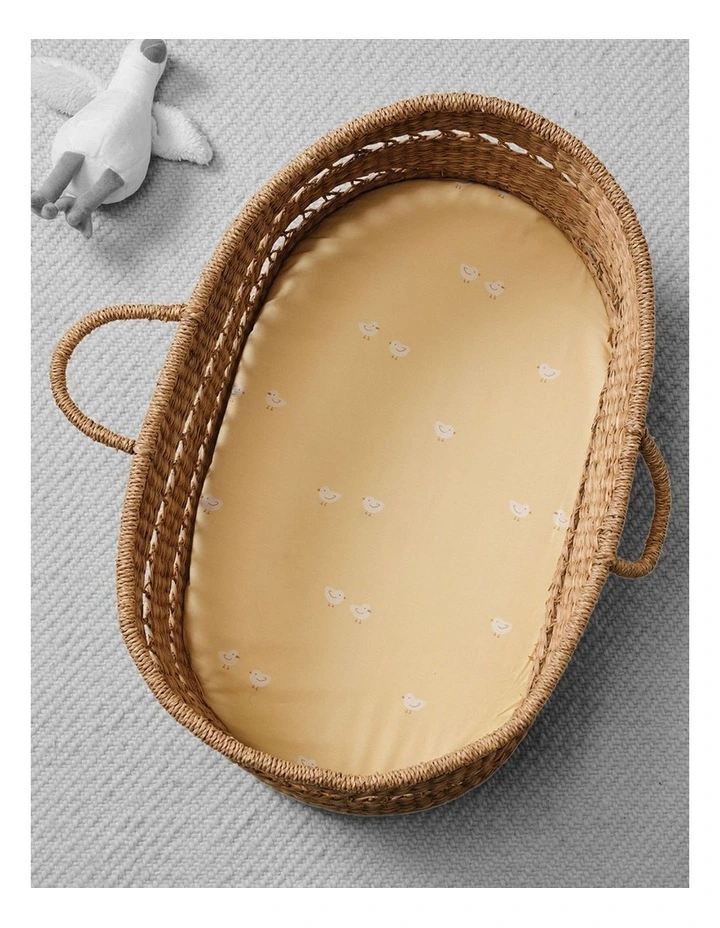 Mini Farm Cotton Percale Bassinet Fitted Sheet Set In Butter image 2