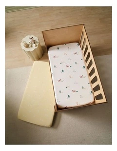 Mini Farm Cotton Percale Cot Fitted Sheet Set In Butter