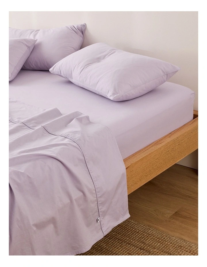 Leo Washed Cotton Flat Sheet in Lilac image 1