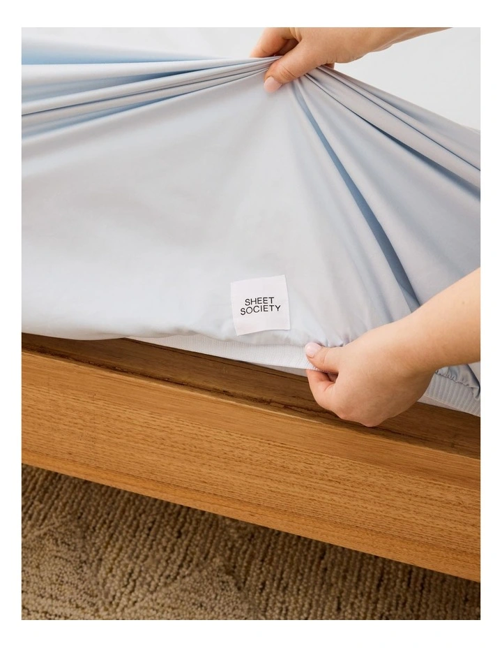 Eden Cotton Fitted Sheet in Sky image 3