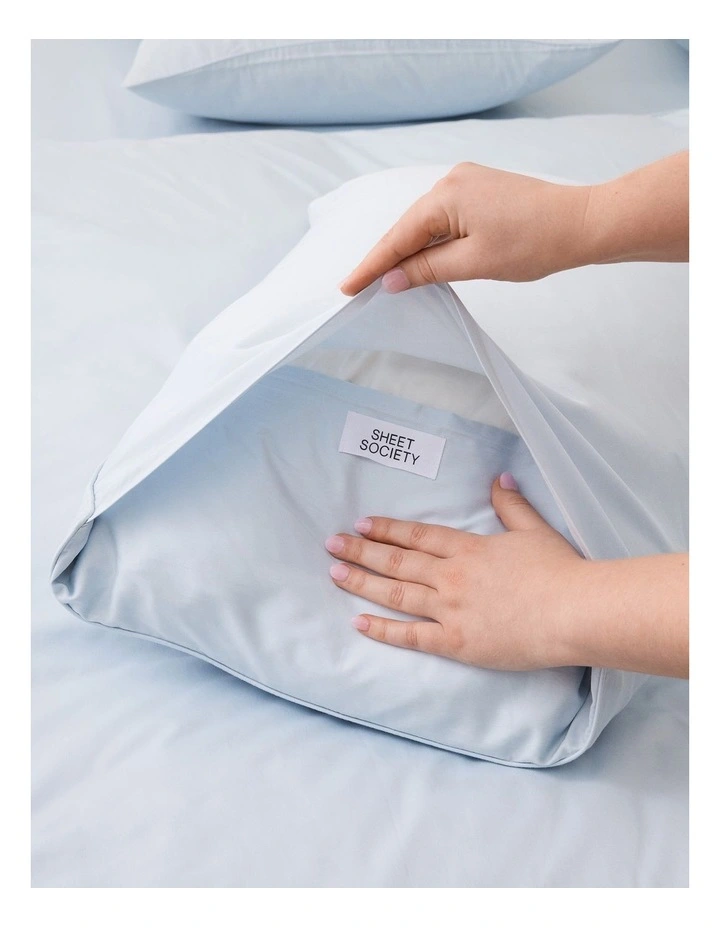 Eden Cotton Standard Pillowcase Pair in Sky image 2