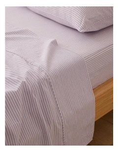 Leo Washed Cotton Flat Sheet in Purple