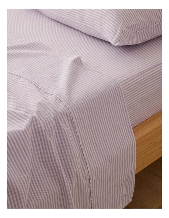 Leo Washed Cotton Flat Sheet in Purple image 1