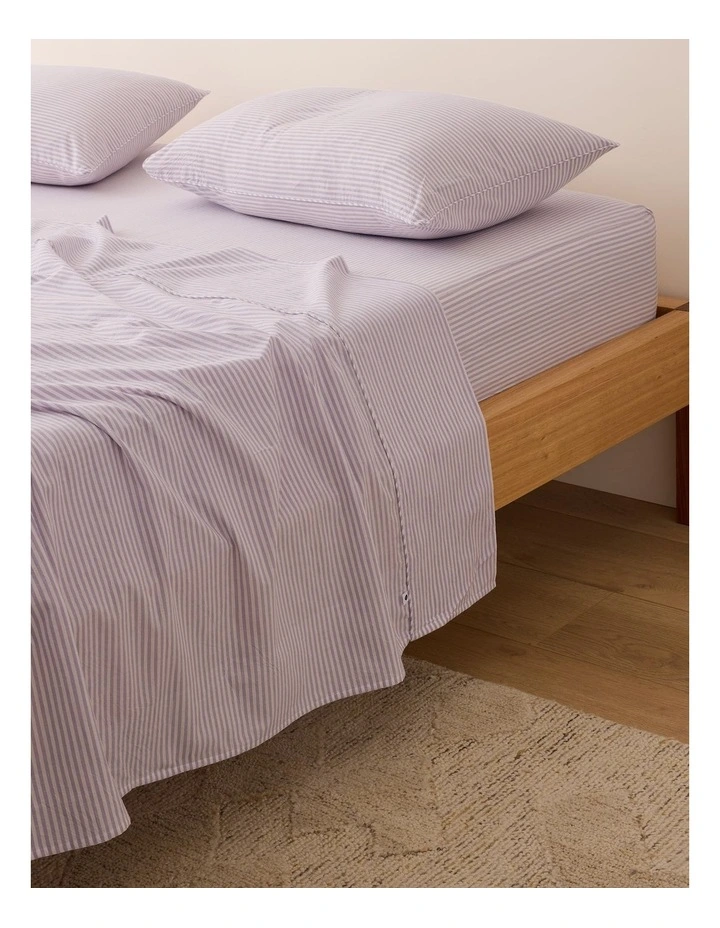 Leo Washed Cotton Flat Sheet in Purple image 2