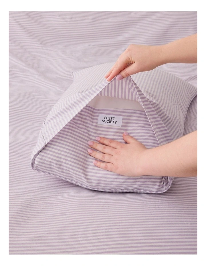 Leo Washed Cotton Standard Pillowcase Pair in Purple image 2