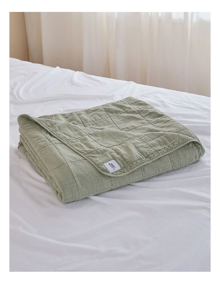 Rory Washed Cotton Large Blanket in Sage image 2